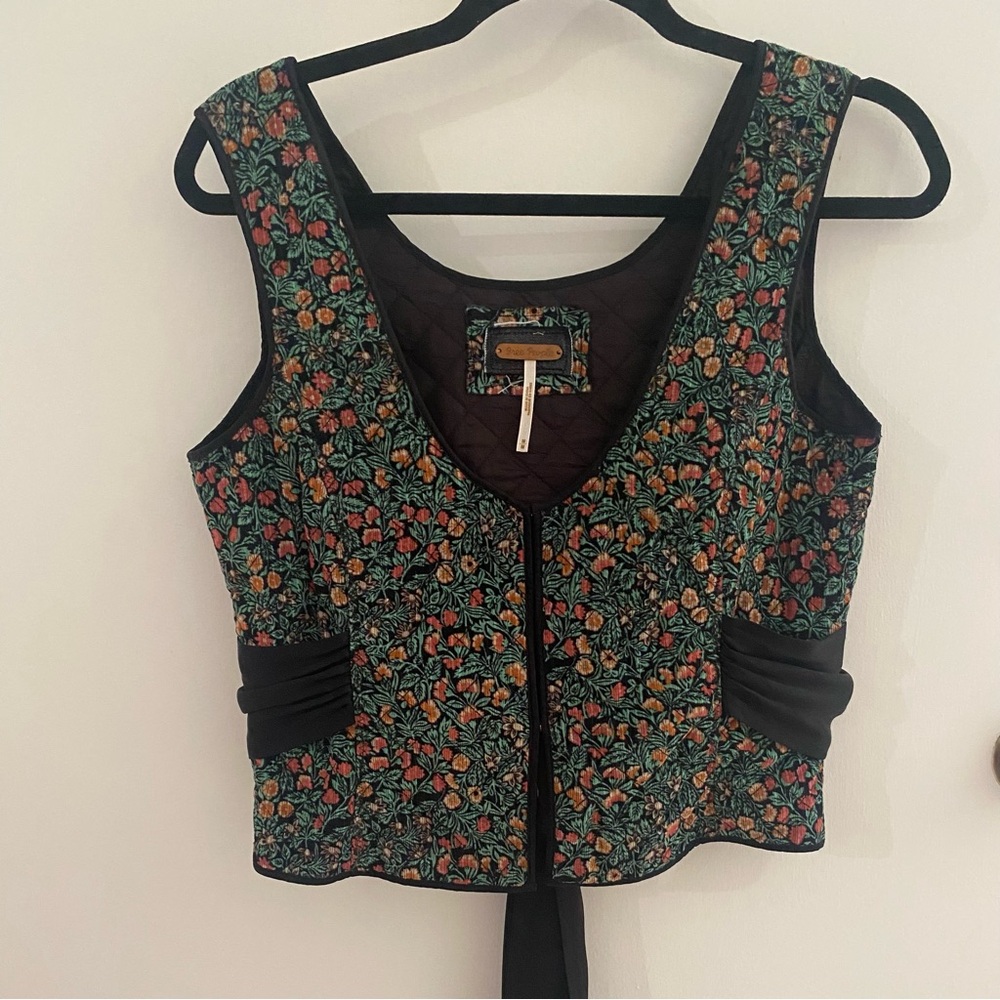 Free People Quilted Corduroy Vest with Silk Ties